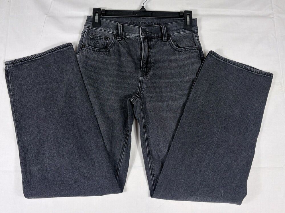 American Eagle Strigid Jeans Black Wash Denim Baggy Juniors Teen Girls Size 000